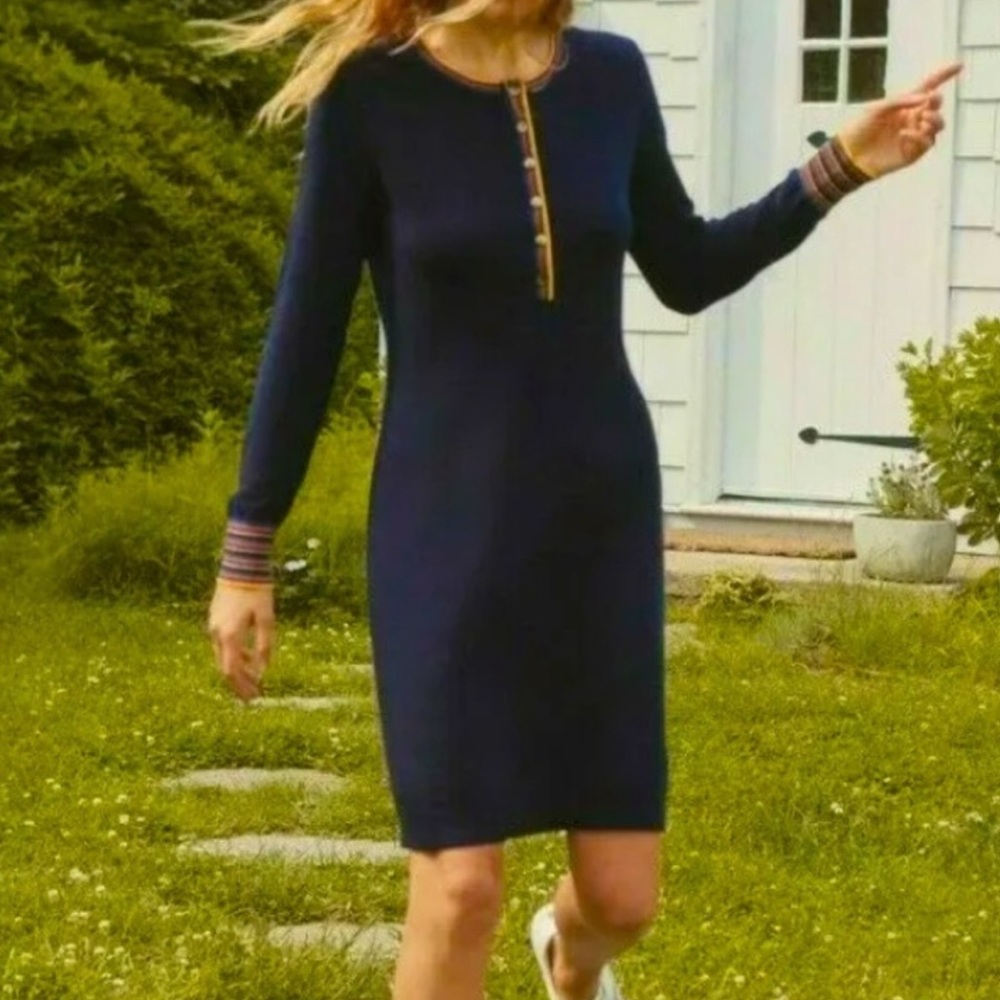 Boden Marlborough Henley Navy Sweater Dress US Sz 6